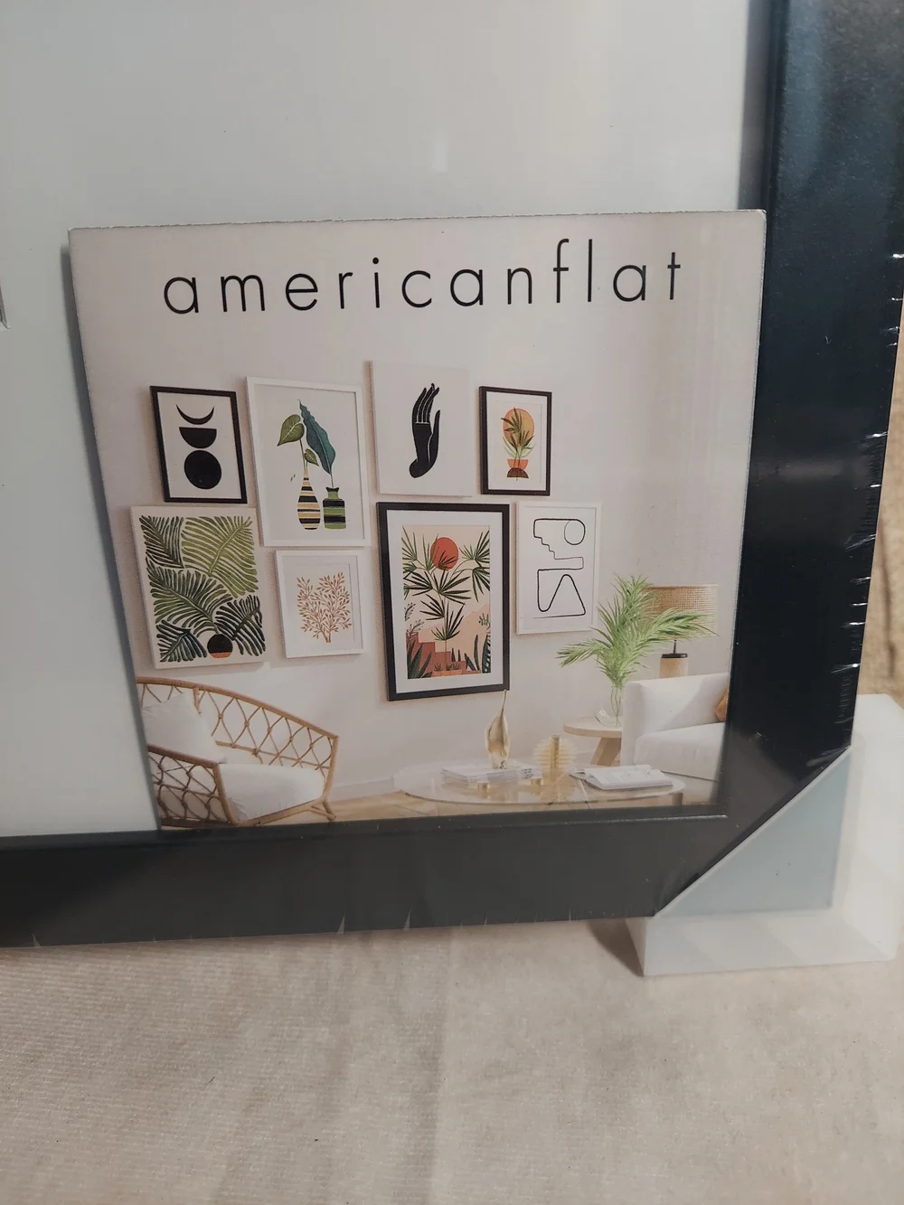 Americanflat 14x14 Square Picture Frame Matted for 5x7 Black NIB